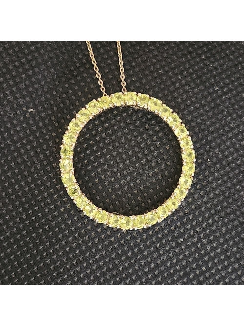 Fashion Peridot Circle Pendant in Sterling Silver